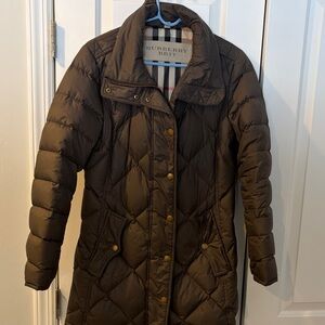 Burberry Brit Dark Brown Quilted Puffer Jacket (removable hood and belt)